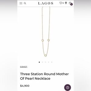 LAGOS 18k Gold 3 station round Mother of Pearl Necklace